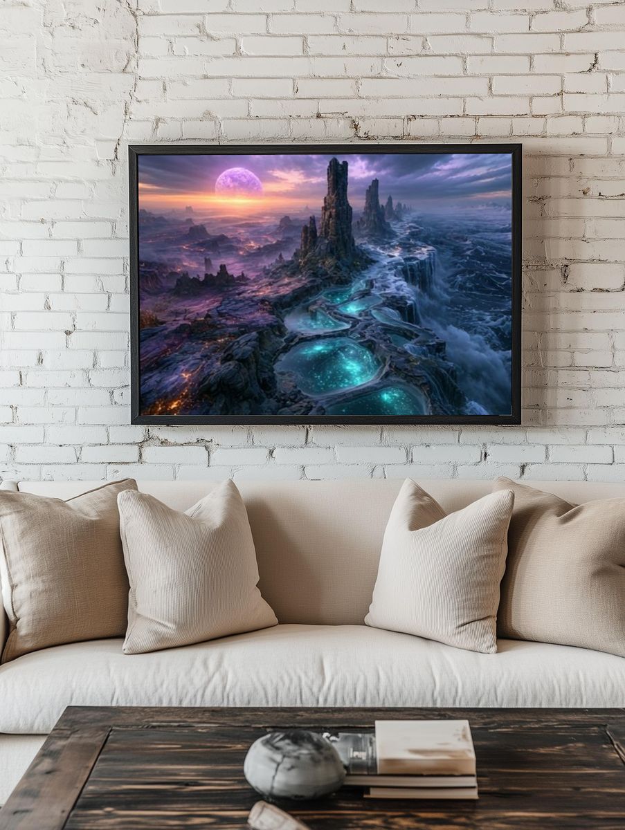 Alien Coastline Fantasy Landscape Poster. room preview