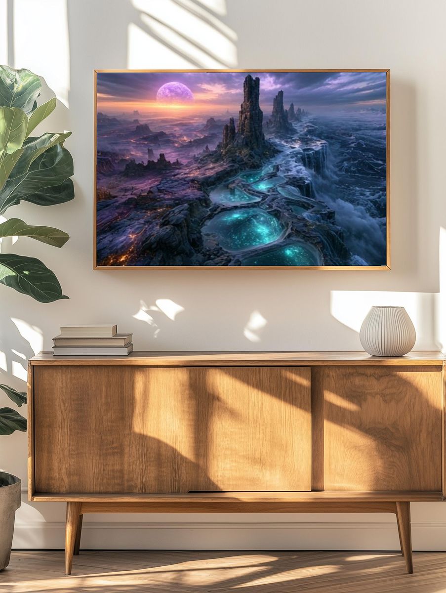 Alien Coastline Fantasy Landscape Poster. — room view 3