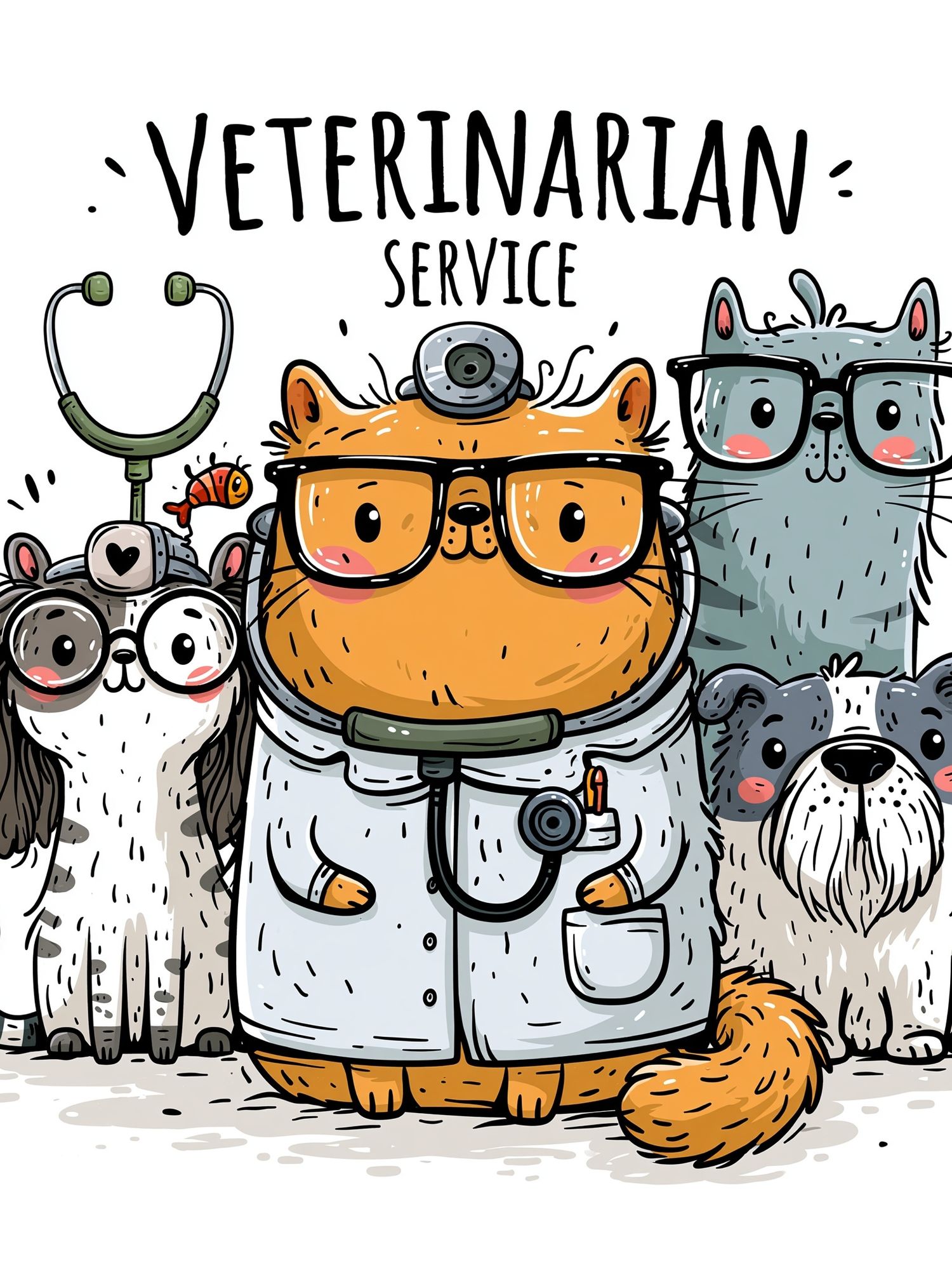 Veterinarian Service Cartoon Poster. poster — illustration art