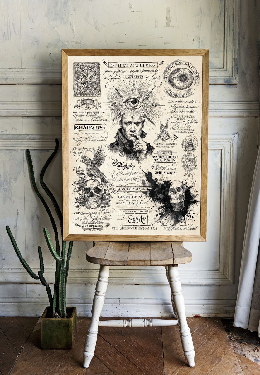 Occult Skull Collage Illustration Poster. — room view 1