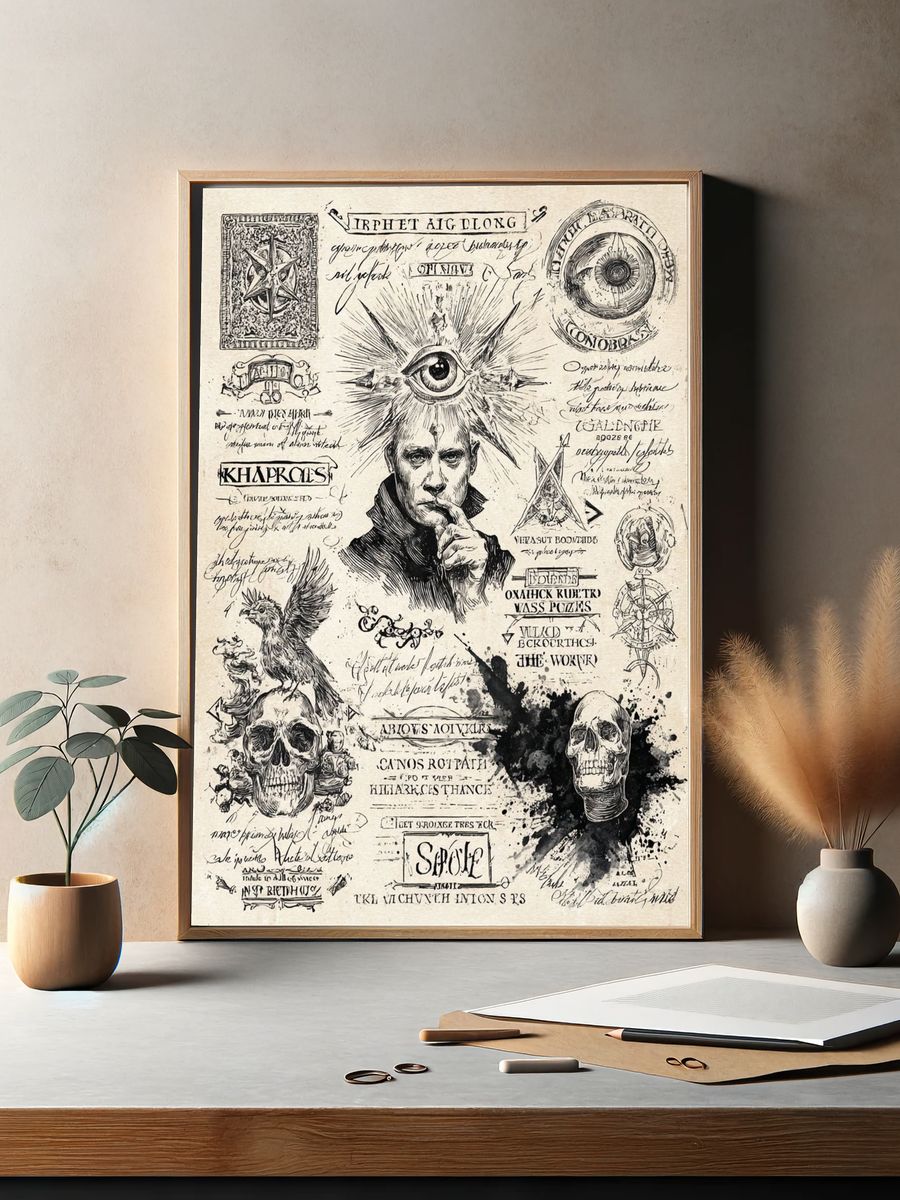 Occult Skull Collage Illustration Poster. — room view 2