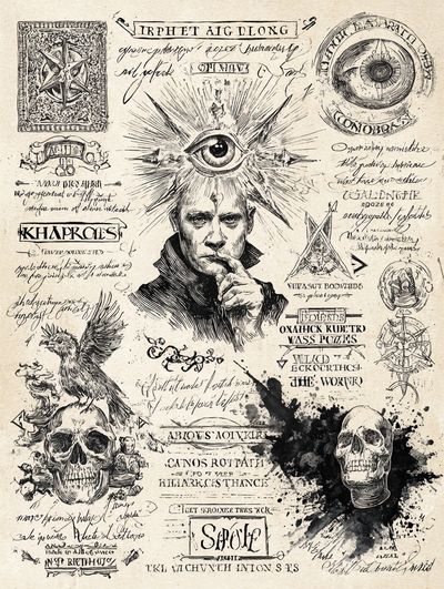 Occult Skull Collage Illustration Poster. poster