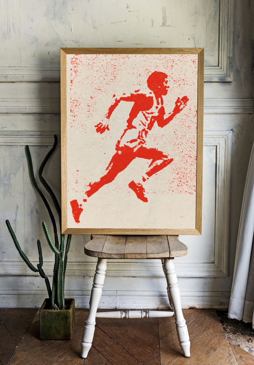 Red Runner Silhouette Print. — room view 1