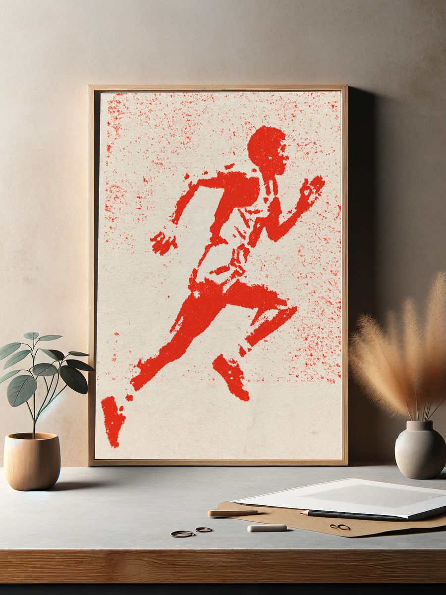 Red Runner Silhouette Print. — room view 2