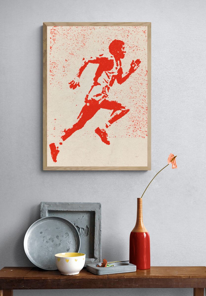 Red Runner Silhouette Print. — room view 3
