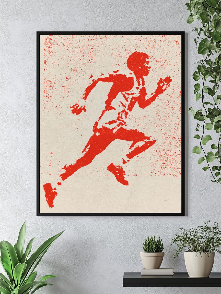 Red Runner Silhouette Print. — room view 4