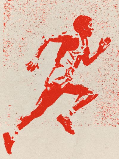 Red Runner Silhouette Print. poster