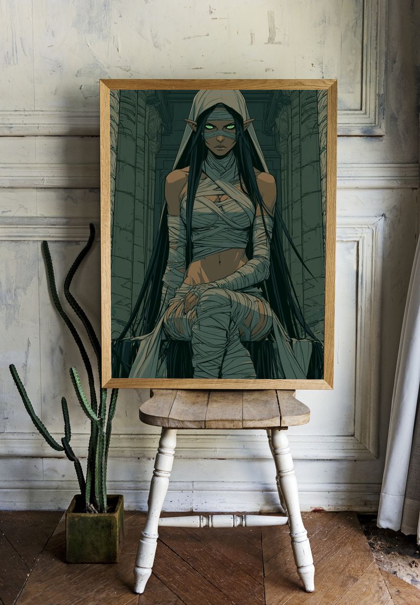 Mummy Sorceress Fantasy Illustration Poster. — room view 1