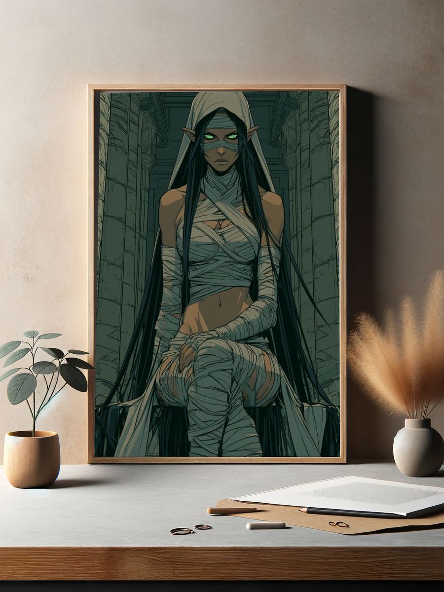 Mummy Sorceress Fantasy Illustration Poster. — room view 2