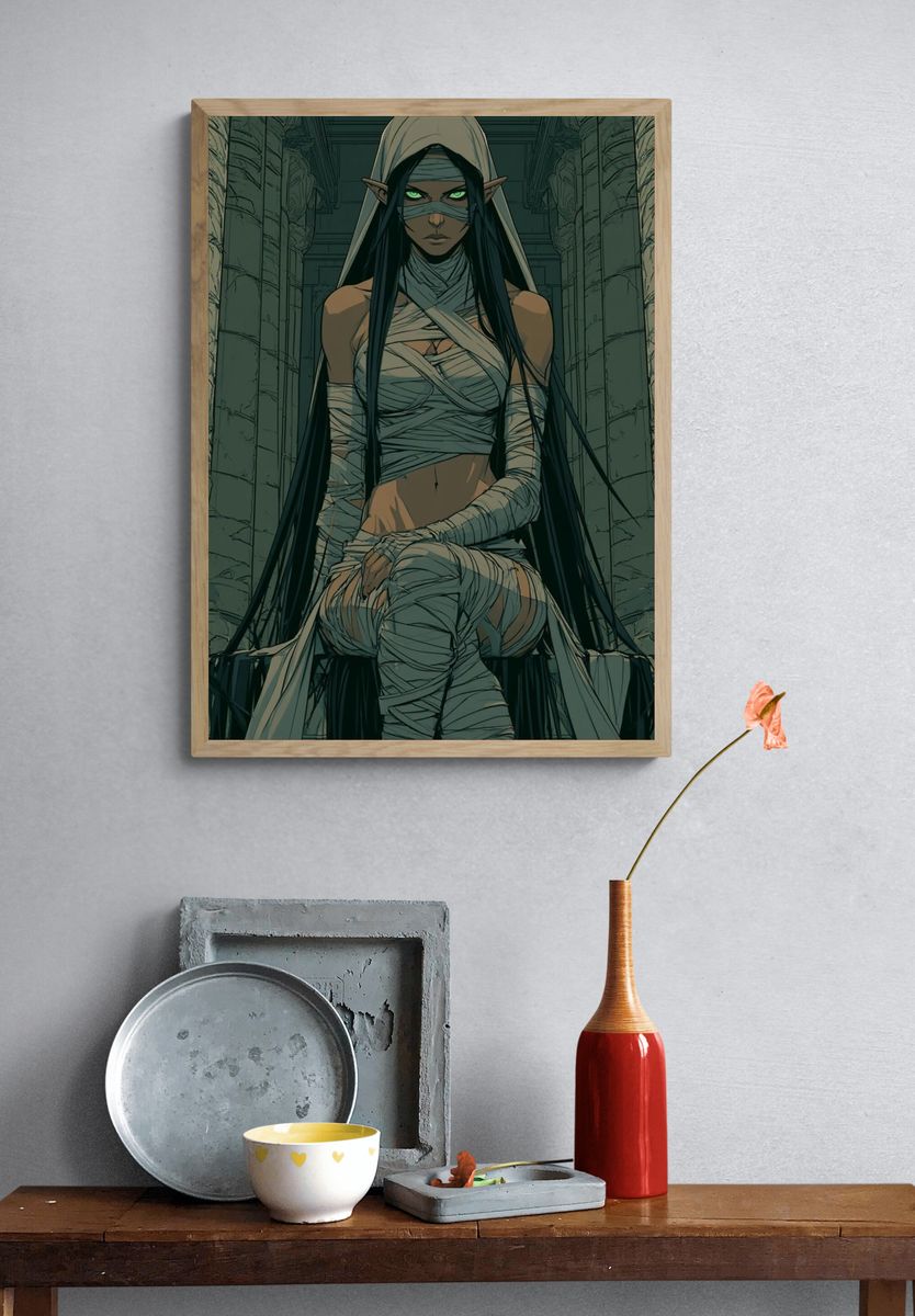 Mummy Sorceress Fantasy Illustration Poster. — room view 3