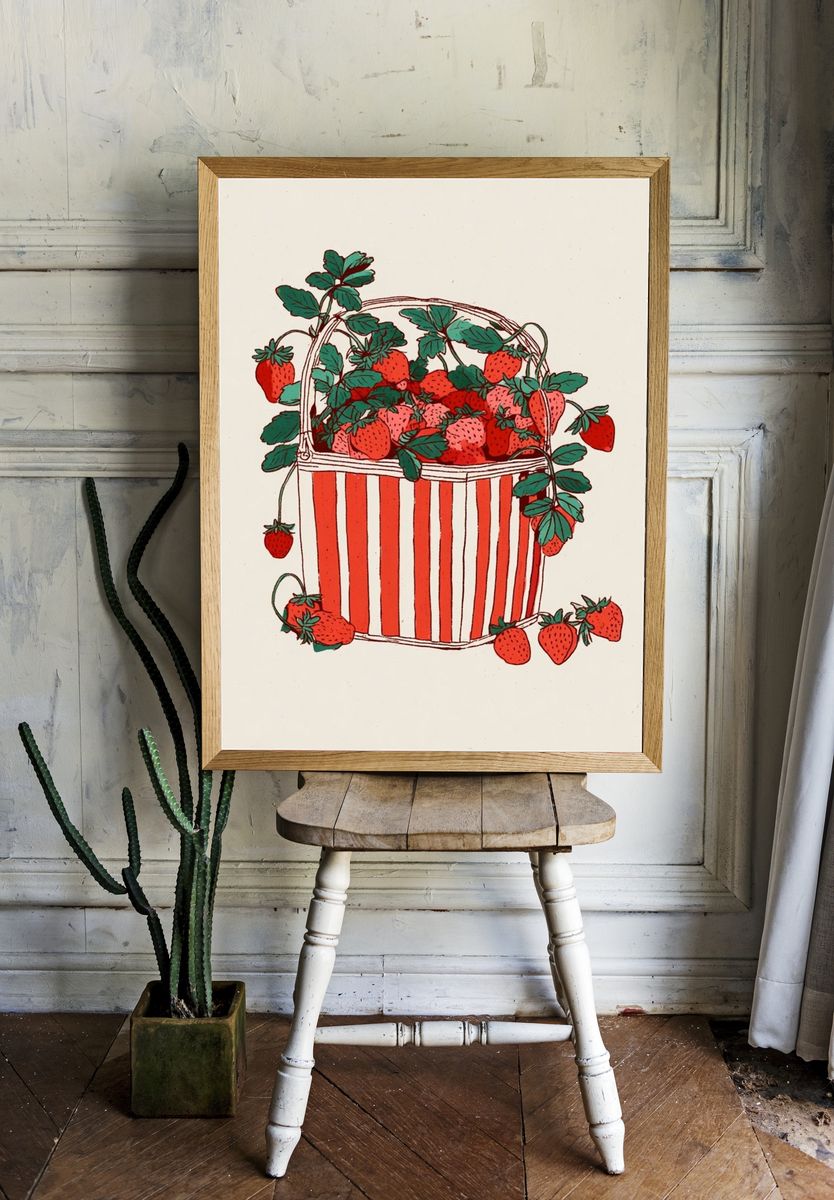 Strawberry Basket Illustration Poster. room preview