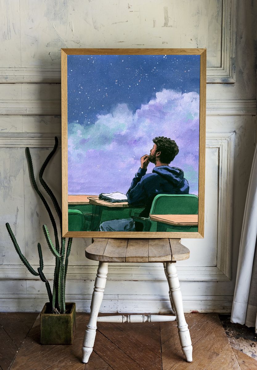 Stargazing Student Illustration Poster. — room view 1