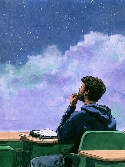 Stargazing Student Illustration Poster.