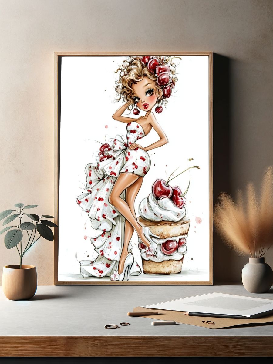 Cherry Couture Illustration Poster. — room view 2
