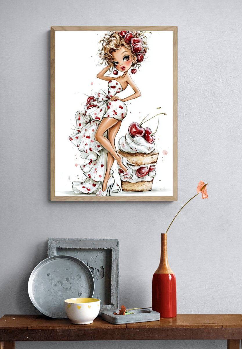 Cherry Couture Illustration Poster. — room view 3