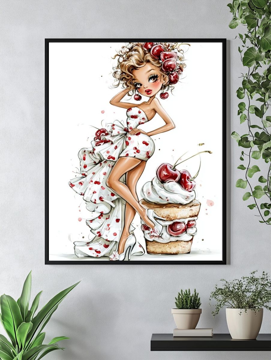 Cherry Couture Illustration Poster. — room view 4