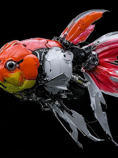 Mechanical Goldfish Illustration Poster.