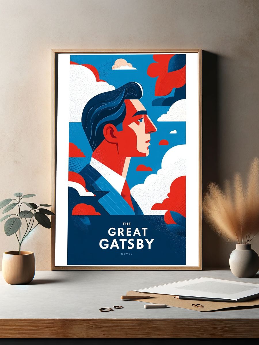 Futuristic Neon Cityscape Illustration Poster. — room view 2