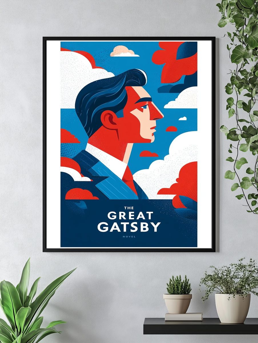 Futuristic Neon Cityscape Illustration Poster. — room view 4