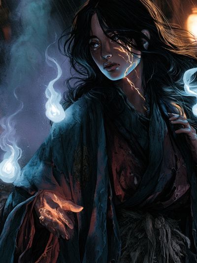Mystic Woman with Spirit Flames Print.