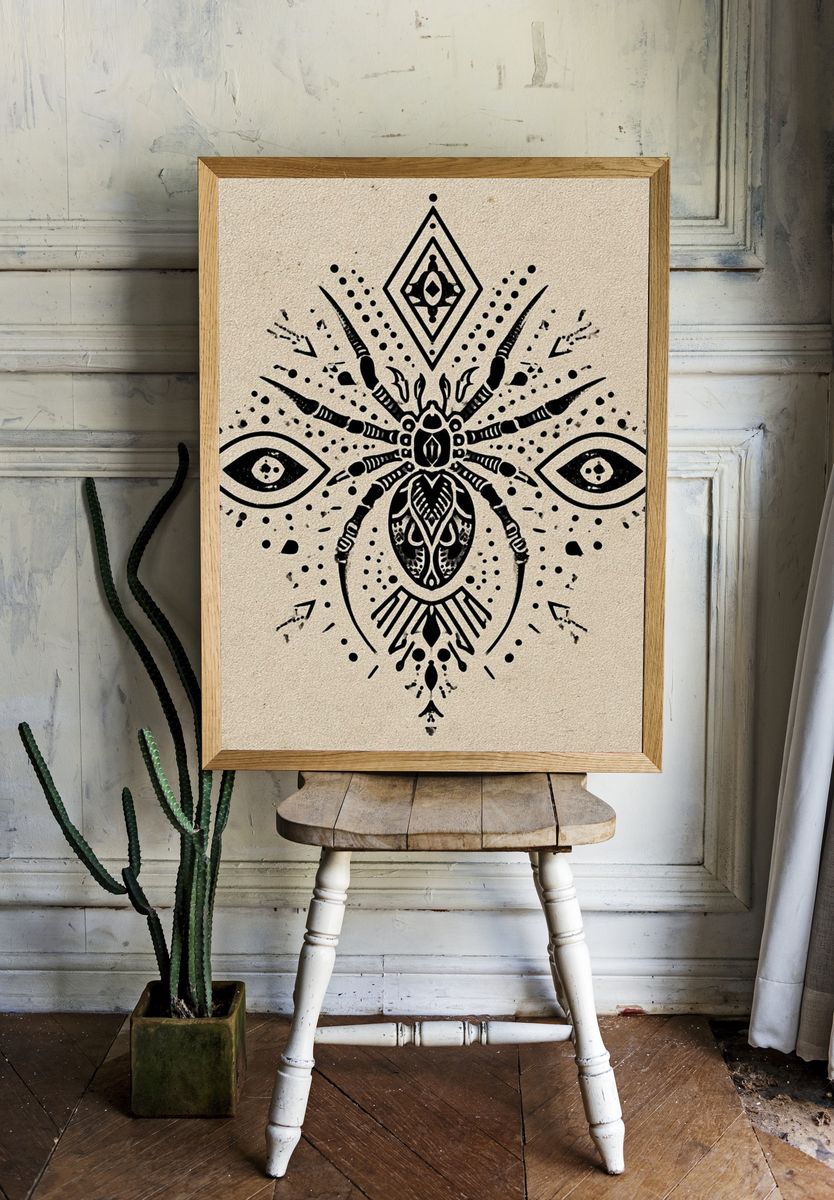 Geometric Spider Illustration Poster. room preview