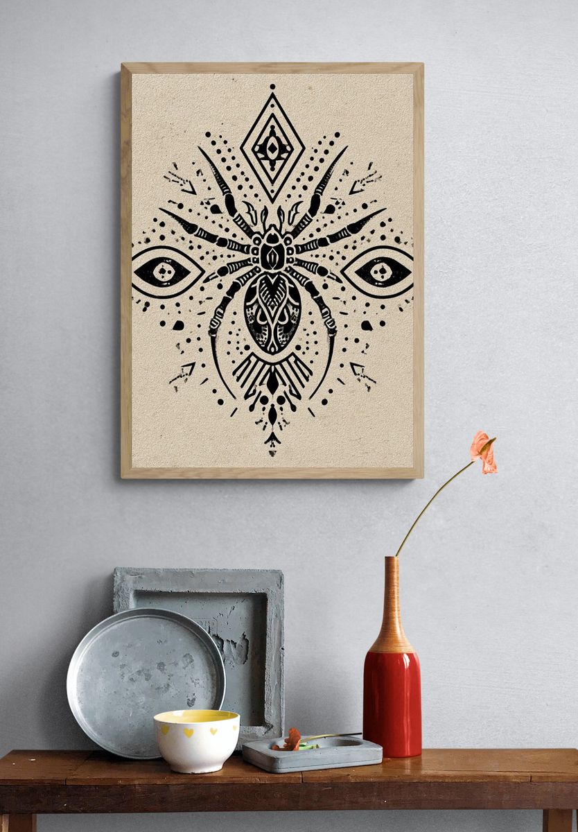 Geometric Spider Illustration Poster. — room view 3