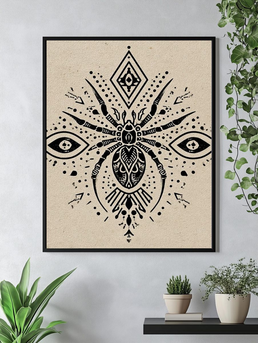 Geometric Spider Illustration Poster. — room view 4