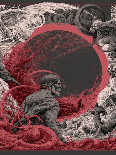 Surreal Skull Circle Illustration Poster. poster