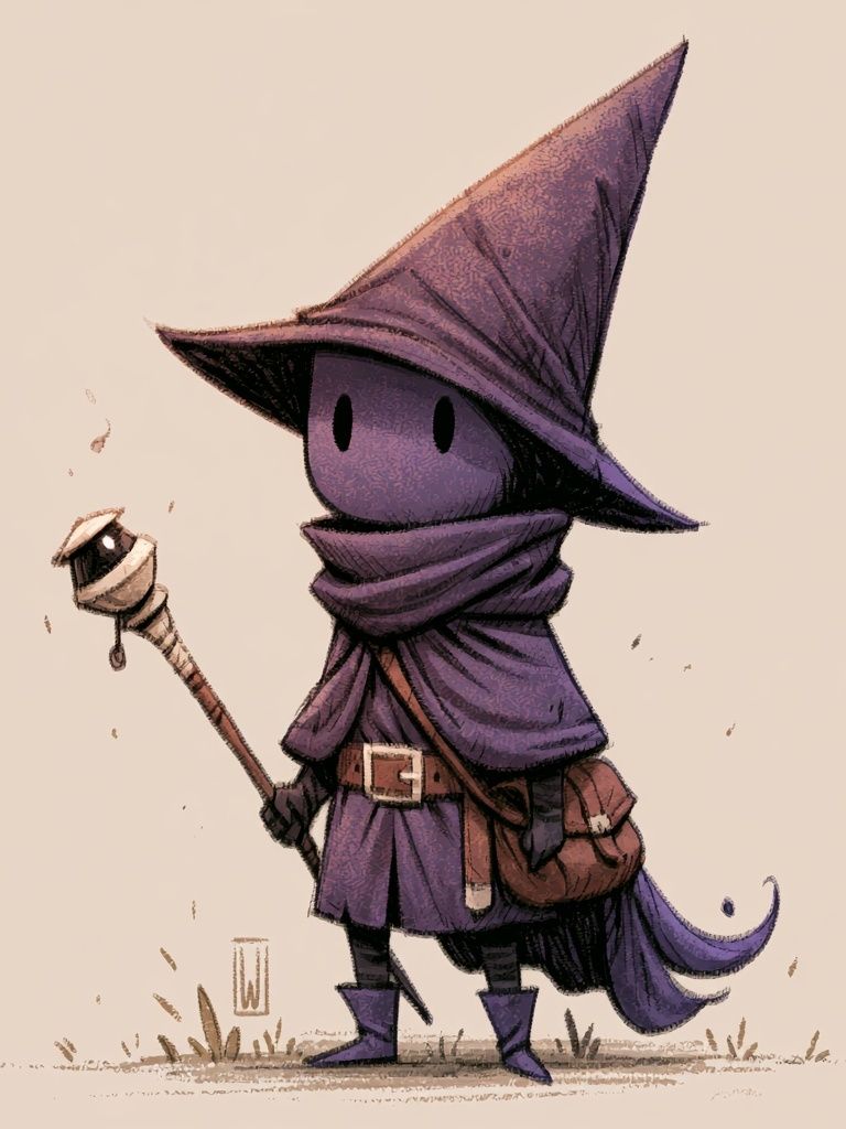 Purple Hooded Mage Illustration Poster. poster detail