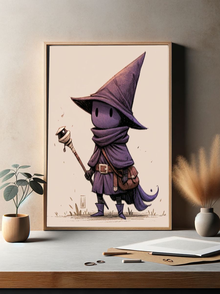 Purple Hooded Mage Illustration Poster. — room view 2