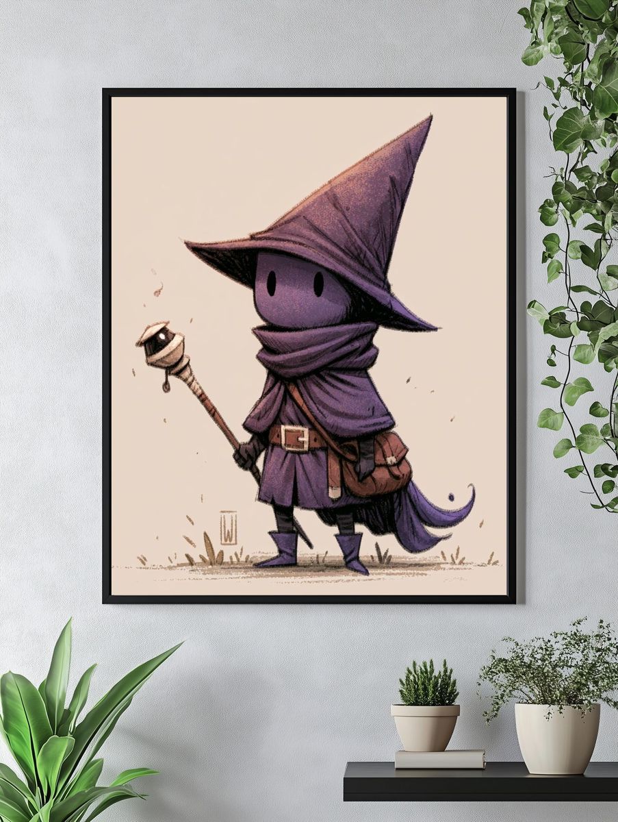 Purple Hooded Mage Illustration Poster. — room view 4