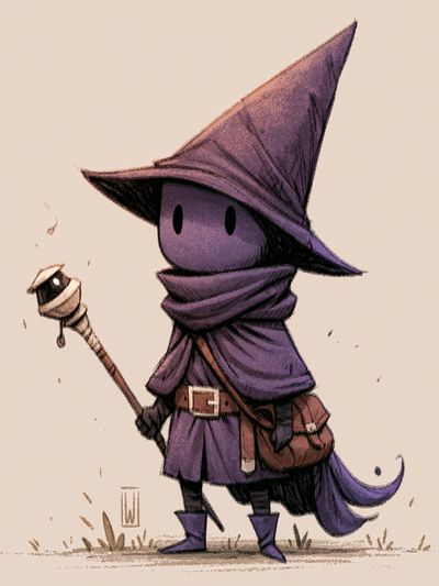 Purple Hooded Mage Illustration Poster. poster