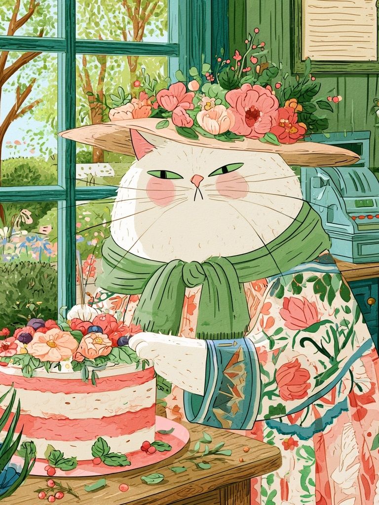 Garden Cat Illustration Poster. poster — illustration art