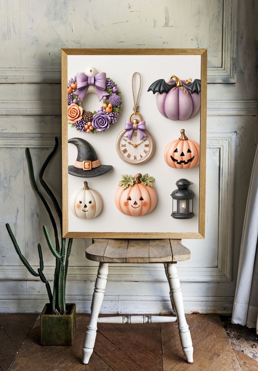 Whimsical Halloween Decor Poster. — room view 1