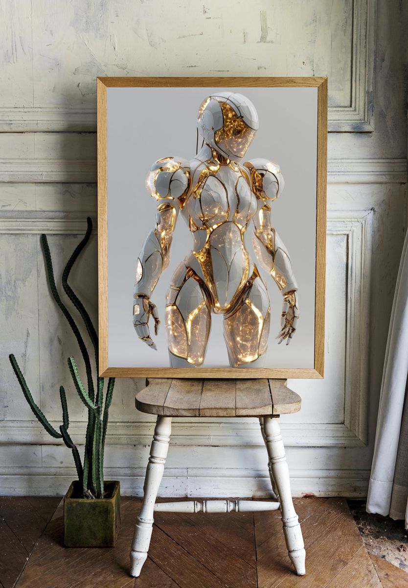 Futuristic Android Figure Illustration Poster. room preview