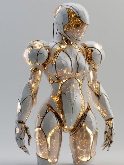 Futuristic Android Figure Illustration Poster.