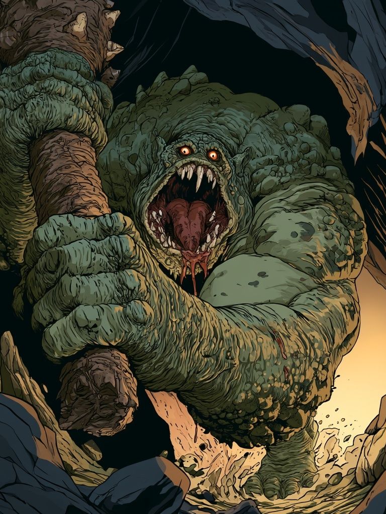 Cave Monster Illustration Poster. poster detail