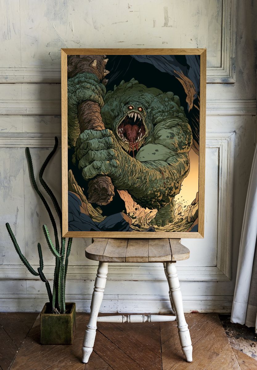Cave Monster Illustration Poster. — room view 1
