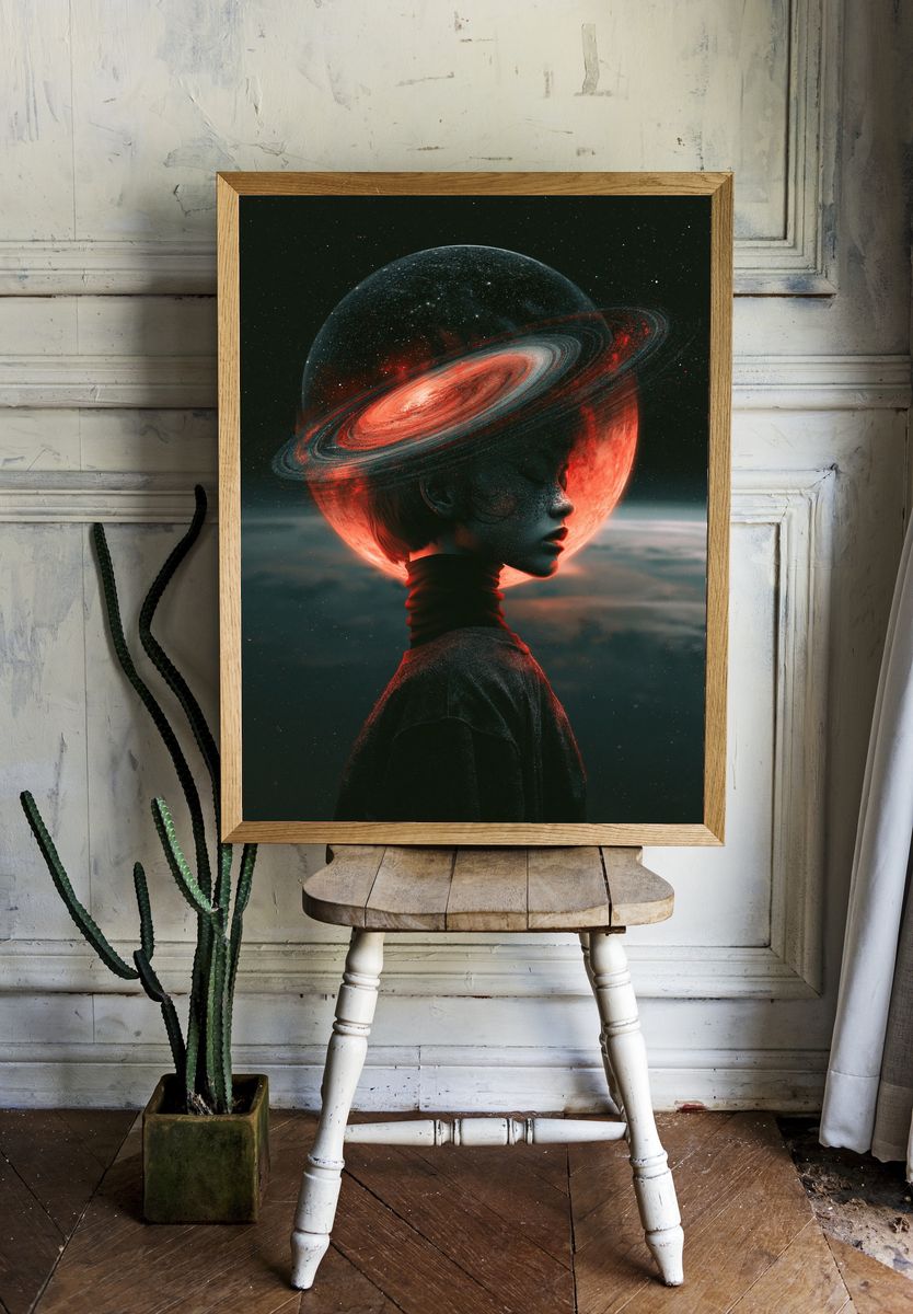 Celestial Portrait Surrealism Poster. room preview