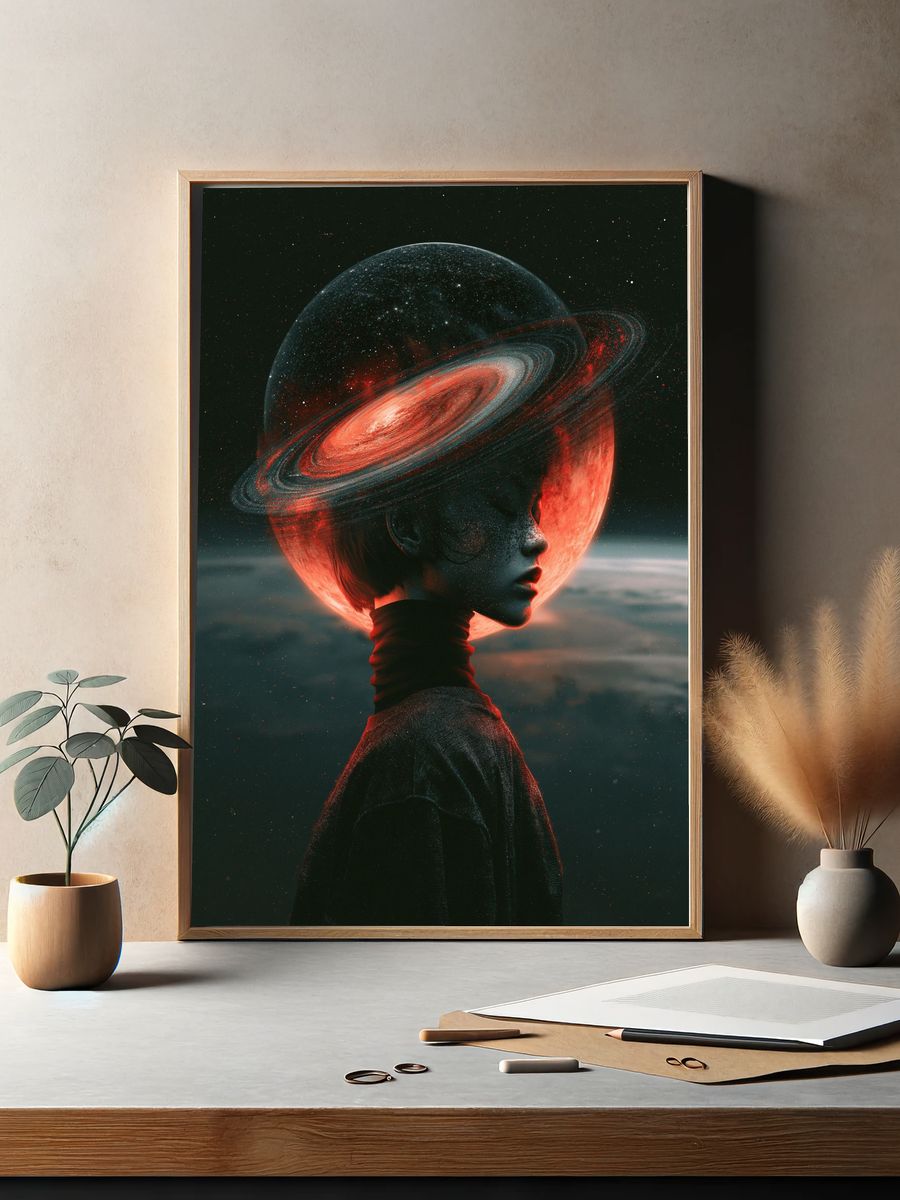 Celestial Portrait Surrealism Poster. — room view 2