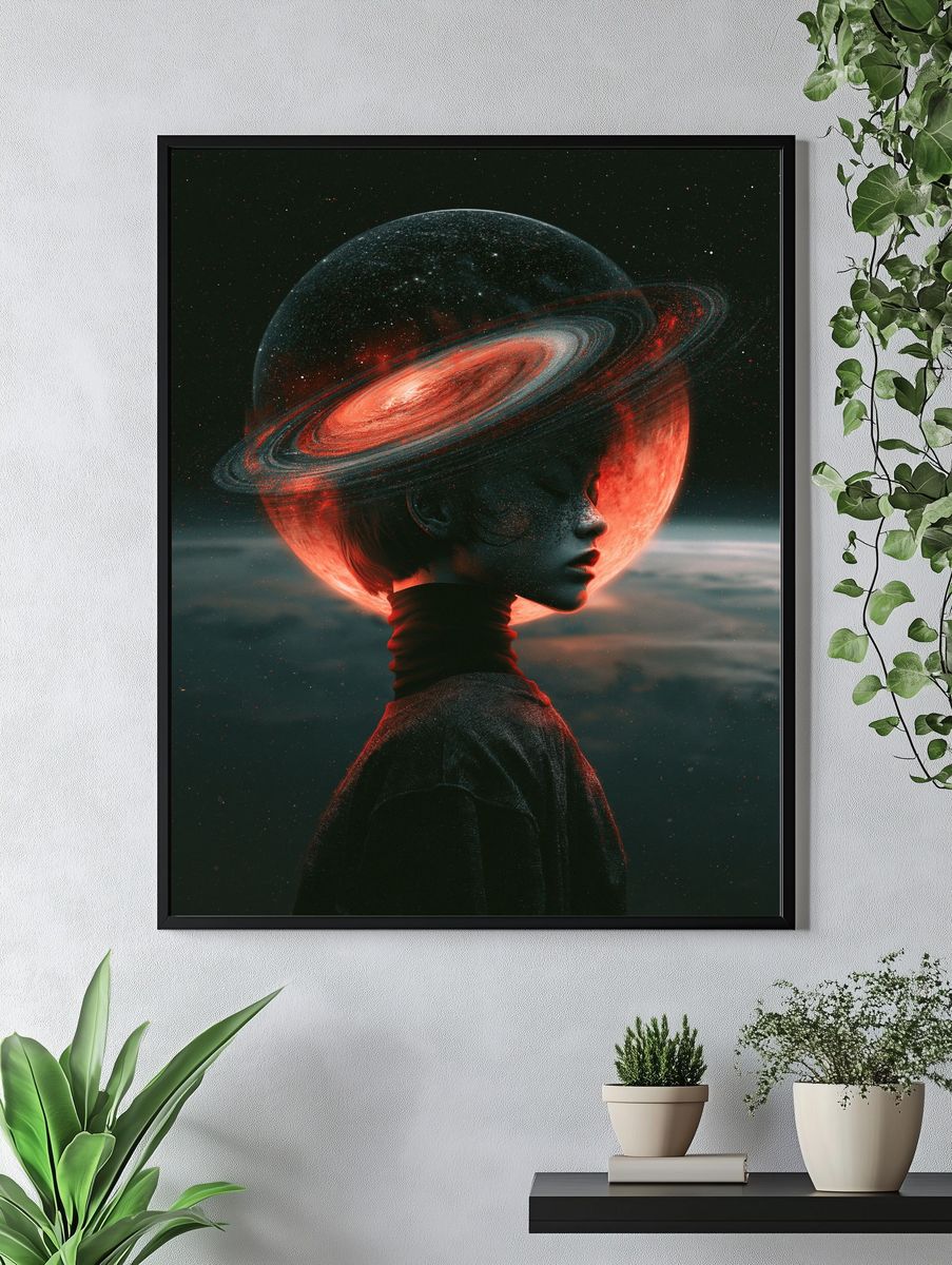 Celestial Portrait Surrealism Poster. — room view 4