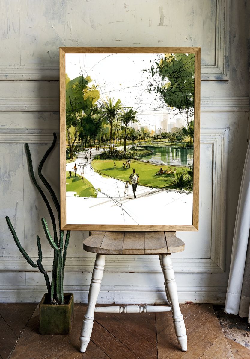 Urban Park Sketch Poster. — room view 1