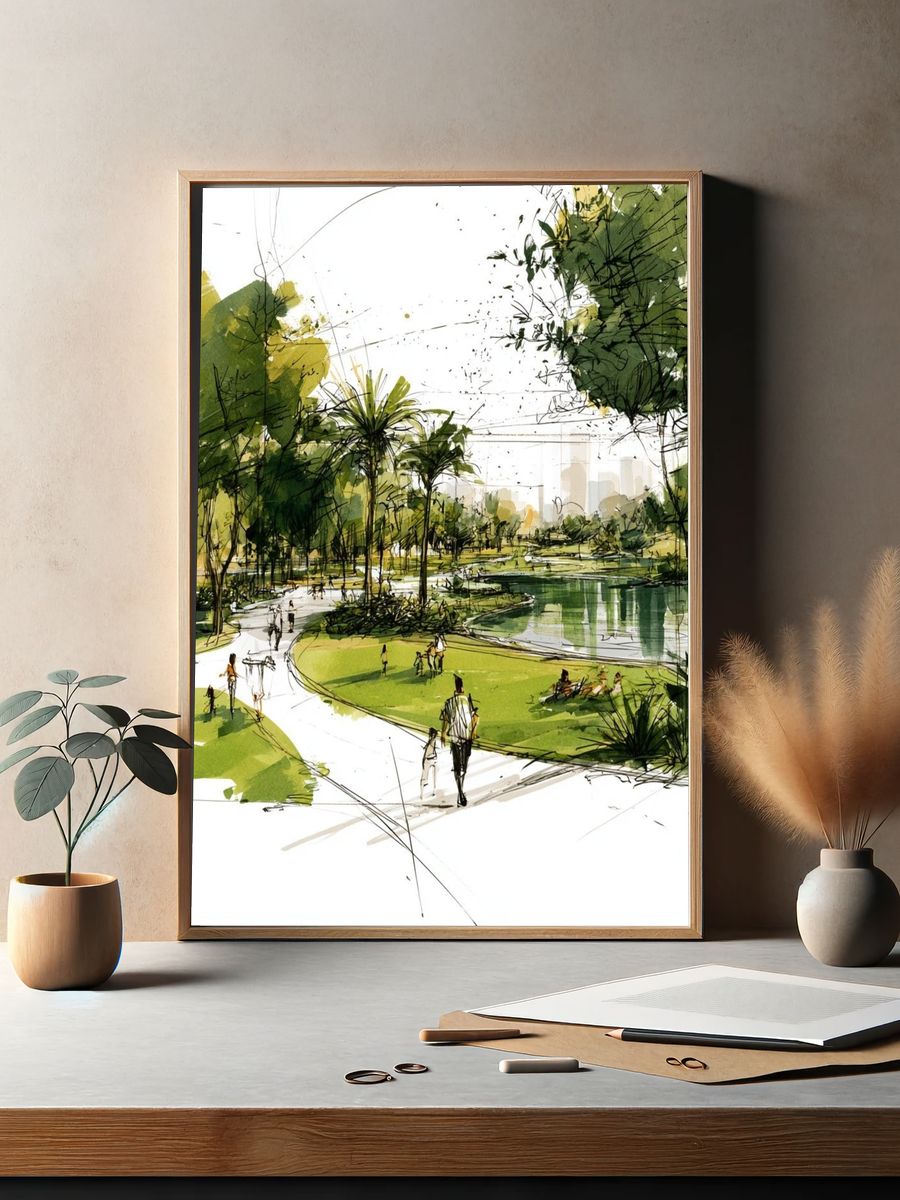 Urban Park Sketch Poster. — room view 2