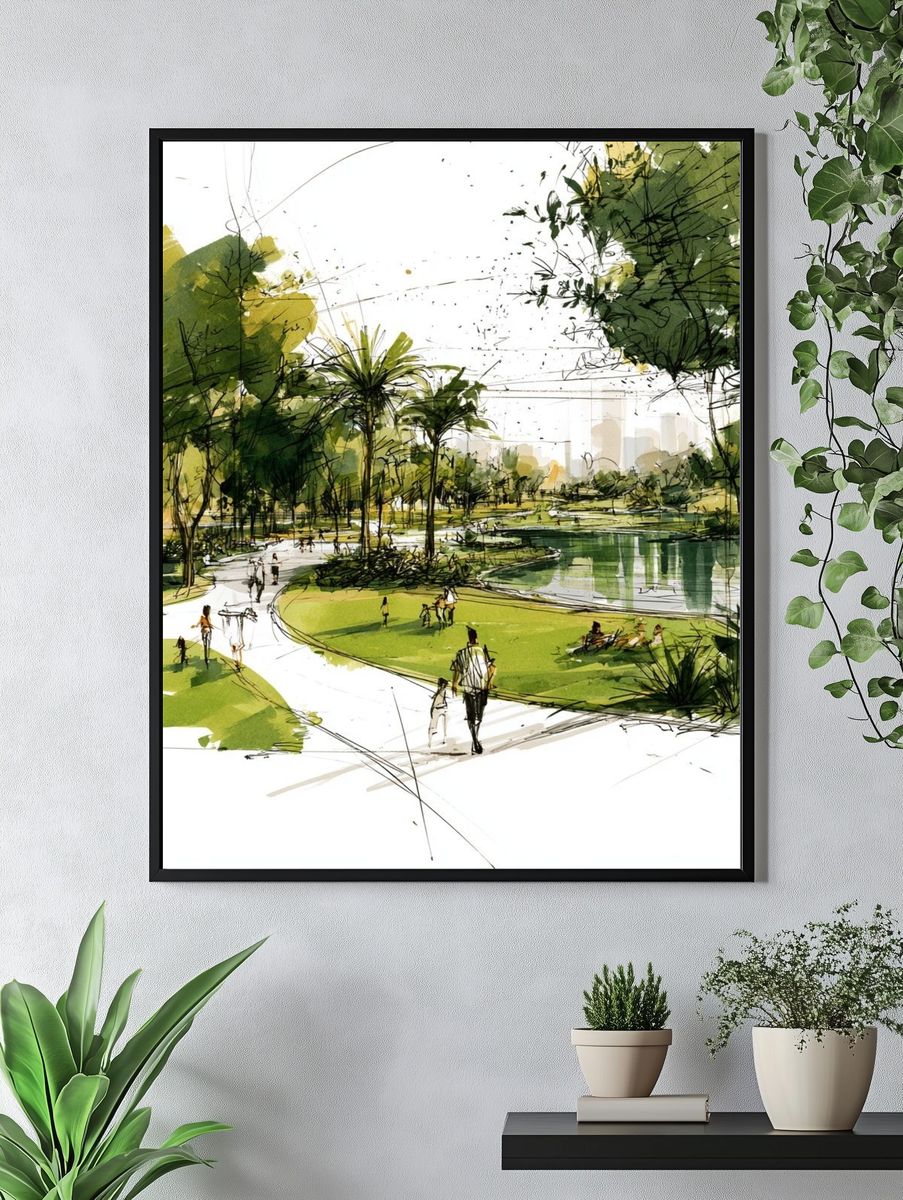 Urban Park Sketch Poster. — room view 4