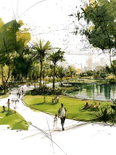Urban Park Sketch Poster.