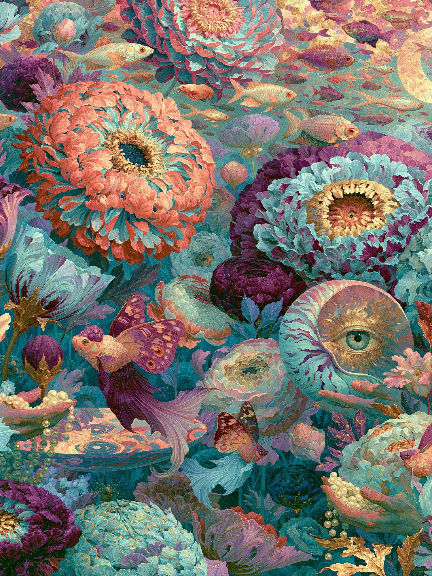 Surreal Floral Fish Poster. poster — illustration art