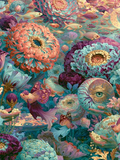 Surreal Floral Fish Poster. poster