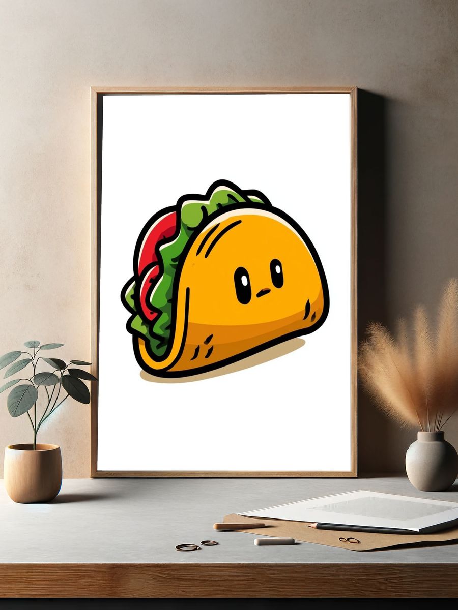 Cute Taco Cartoon Poster. — room view 2