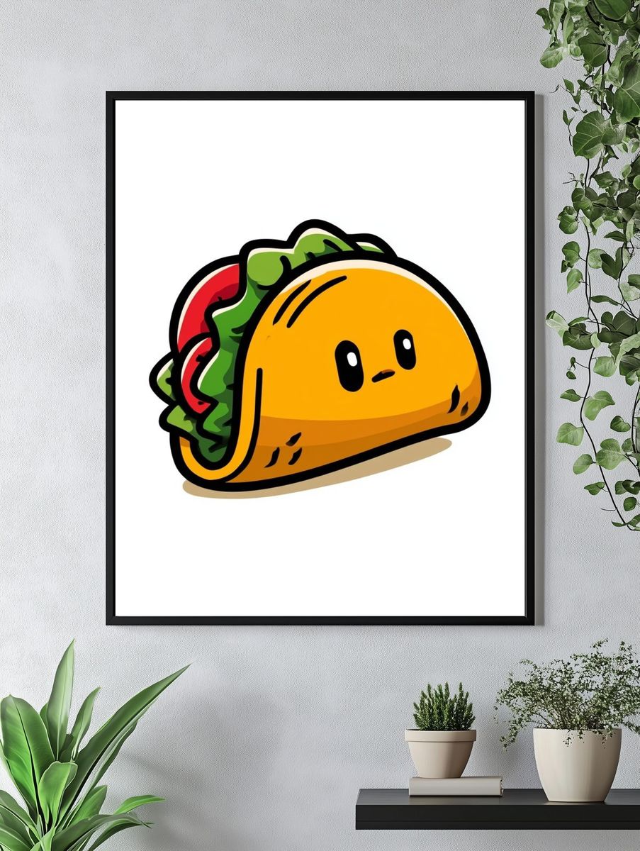 Cute Taco Cartoon Poster. — room view 4