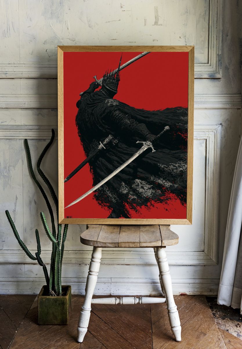 Dark Knight Duelist Illustration Poster. room preview